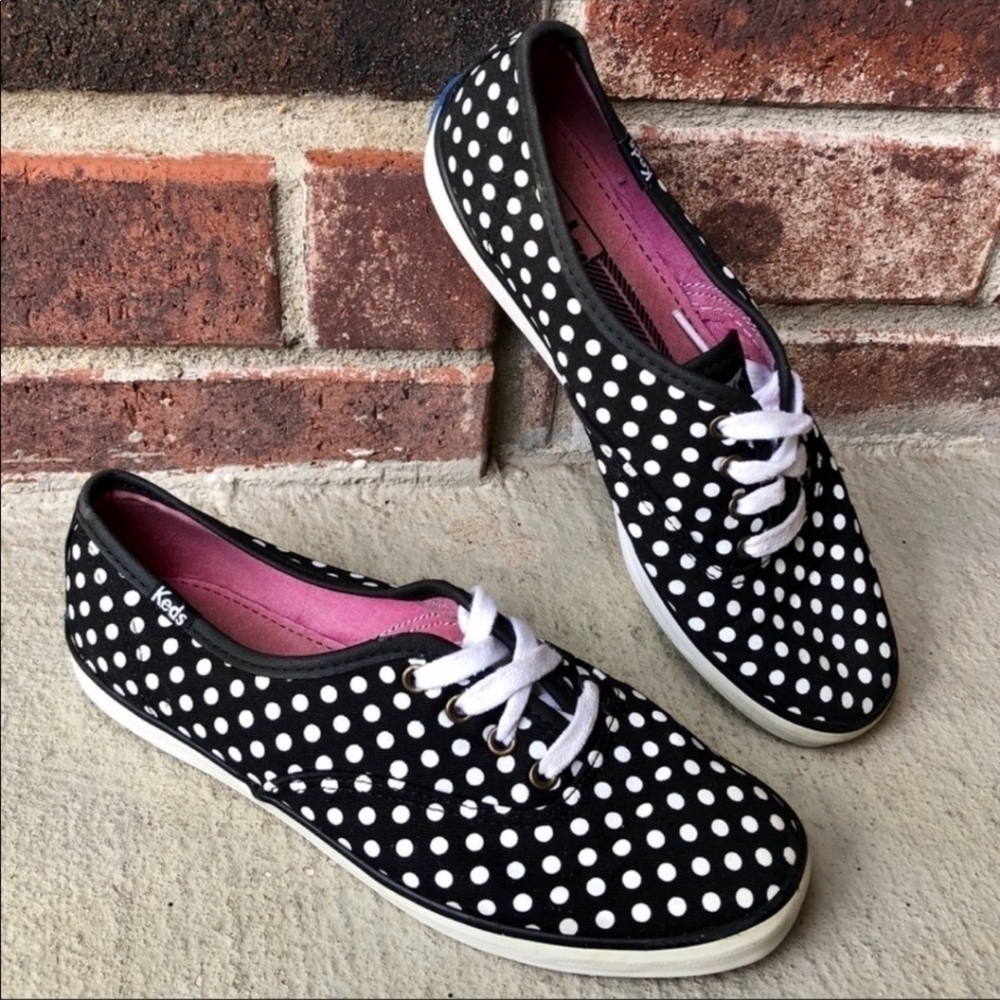 Keds Champion Dot Black And White Polka Dot Low Top Lace-up Sneakers 8.5